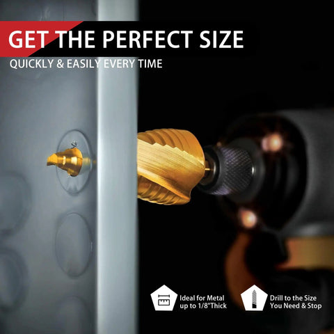 Heavy Duty Step Drill Bit Set For DIY Lovers With 31 Sizes And 1 Quarter Inch Hex Shank HSS Titanium Coated Spiral Grooved Bits