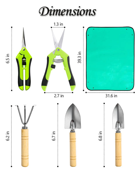 Mini Garden Tool Kit For Houseplants And Bonsai, 5Pcs Repotting Mats And Pruning Shears Set, Ultra Sharp Stainless Steel Scissors And Pruners.