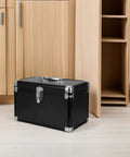 Workhorse Aluminum Alloy Tool Box With Rock Solid Dual Latches And Heavy Duty Metal Corners Portable Beast Grade Gear Case on wooden floor.