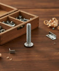 Dual Thread Hanger Bolt For Furniture Assembly And Woodworking, Wood Threads On One End And Machine Threads, silver finish on table