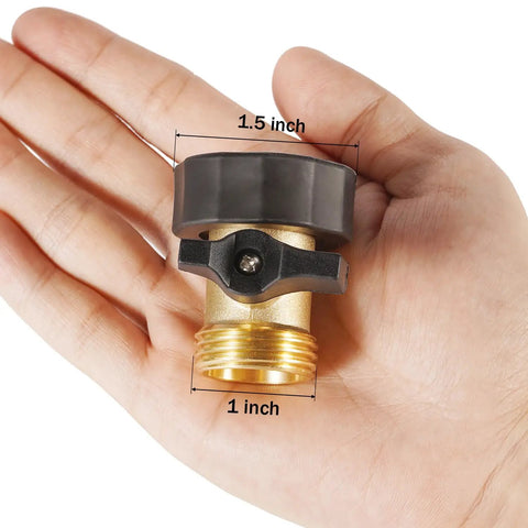 Two Pack Garden Hose Shut Off Valve With Easy Grip Rubber Handle Brass Construction Rust Resistant Durable Water Control For Lawn And Garden Ideal For Quick No Fuss Shut Off, 1 inch brass valve with 1.5 inch handle