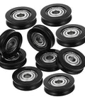 U Groove Track Guide Bearing Kit, 6x27x8 Nylon U Type Wheel With Internal Grease, Deep Groove Ball Bearing for Cabinet, Window, Mechanical Equipment, Smooth, Quiet Operation, Durable Nylon Coated Pulleys, 10-pack