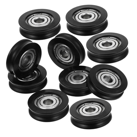 U Groove Track Guide Bearing Kit, 6x27x8 Nylon U Type Wheel With Internal Grease, Deep Groove Ball Bearing for Cabinet, Window, Mechanical Equipment, Smooth, Quiet Operation, Durable Nylon Coated Pulleys, 10-pack
