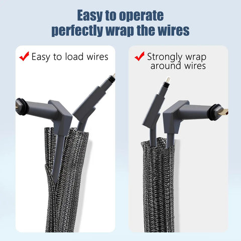 Starlink Cord Protector Kit with 49 ft wire loom tubing split sleeving showing easy loading and strong wrapping around cables