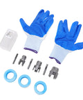 Dpofirs 4 In 1 Dual Male Female Pipe Threader For Electric Drill Alloy Steel Threading Kit with gloves and seals.