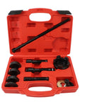 Rad 14 Piece Motorcycle Wheel Bearing Puller Tool Kit With Heavy Duty Metal Components For Removing And Installing 0 75 In 1 In 25 Mm Bearings Effortlessly Comes With Convenient Carrying Case To Fix Your Ride Like A Boss Today. red carrying case with wheel bearing puller tools and adapters