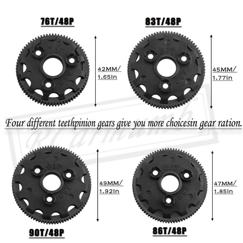 One Tenth Scale Slash Rustler Stampede Bandit 2WD VXL XL5 Beefed Up Spur Gear Upgrade Kit Tough Nylon 76T 48P 86T Gears Durable Replacement Parts Five Piece Set Replaces 4686