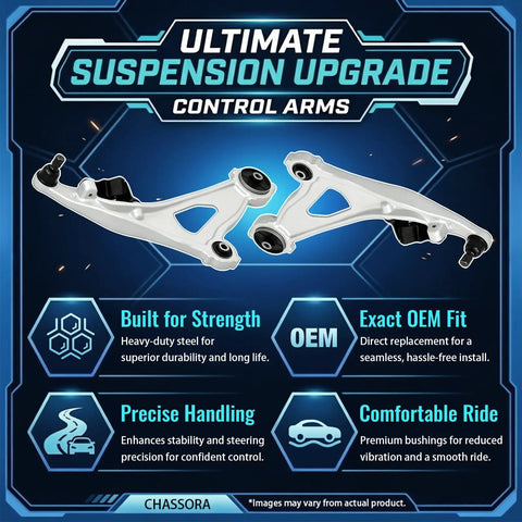 Front Lower Control Arm Set For Infiniti QX60 2014 2022 And Nissan Pathfinder 2013 2020 2 Pieces Left And Right Replacement Kit With Durable Metal Construction For Smooth Handling And Precise Alignment K623063 K623064, white metal arms