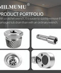 Heavy Duty Tub Drain Extractor Kicks Out Stubborn Bathroom Clogs Fast Fits 1.52 To 1.70 Inches steel wrench and ratchet drive parts