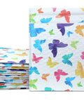 Stack of 25 Colorful Butterfly Bubble Mailers 6x10 Inch with poly padded, self-seal design and waterproof protection