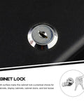 Stainless Steel Cam Lock for Cabinets and Cash Registers with Keys, showing lock close-up on black surface, durable silver finish.