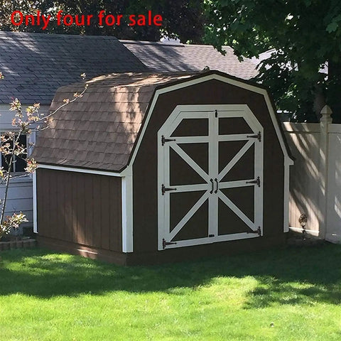 Shed with Four Piece Six Inch T Shaped Flower Hinge With Slotted Bearing For Doors Cabinets And Wood Fence Decor