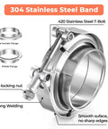 1.75 Inch V Band Clamp With Flange Kit Stainless Steel 304 for Turbo Downpipes includes male and female flanges