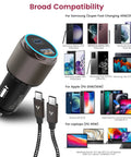 Badass High Speed Type C Car Charger Delivering Slick Dual Port Functionality That Cranks Out A Mean 63W Turbo Charge Via PD 3.0 PPS Quick Adapter For Keeping Devices Fully Juiced On The Road with USB-C cable.