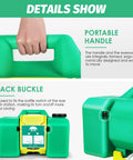 Portable hand grip and black buckle detail of Heavy Duty Portable Eye Wash Station Featuring Eight Gallon Tank For Rapid Emergency Care No Plumbing Hassle Wall Mount Or Freestanding Setup Built Tough And Ready To Roll When You Need It Most.