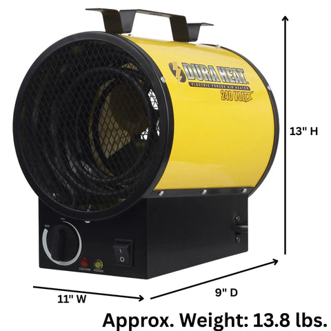Heavy Hitter Electric Forced Air Shop Heater Blasts 5000 Watts Of Tough Warmth Straight Into Your Garage Or Jobsite Featuring Turbo Fan Dryer Setting Auto Thermostat And Overheat Shutoff Safety Tech, Yellow and Black, 13x11x9 inches