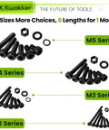 Nut And Bolt Kit With 1570Pcs M2 To M5 Hex Socket Head Screws, Nuts, Washers And Lock Washers, Zinc Plated Alloy Steel Fasteners