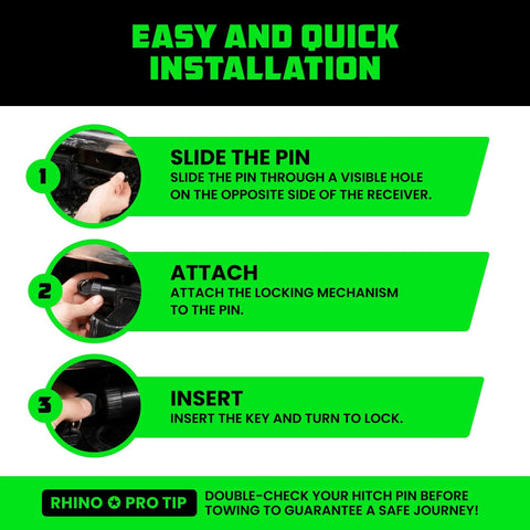 Installation steps for 2 Inch Trailer Hitch Pin With Patented Locking Receiver For Class Three And Four Hitches