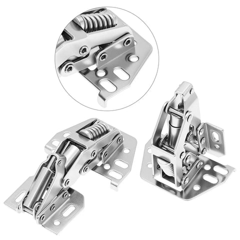 Heavy Duty Soft Close Cabinet Hinges 90 Degree Opening Angle Self Closing Lid Stay 2 Pack Cold Rolled Steel hinges viewed from multiple angles.