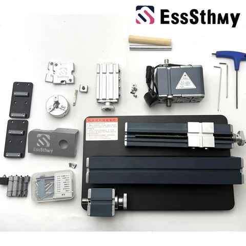 EssSthmy Height Enhanced Mini Lathe Machine 50mm Center Height 36W 20000 RPM 12VDC Electric Precision Tool components and accessories.