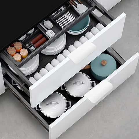 Eight Pack Finger Edge Self Stick Cabinet Drawer Pulls 80mm White Concealed Handles No Drilling Required Durable Strong Adhesive Tape