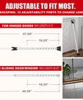 Three In One Door Security Bar For Home And Travel, adjustable iron lock bar for hinged and sliding doors, white finish 2-pack