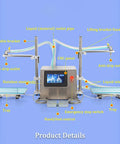 Commercial Grade Smooth Operator Automatic Dual Head Liquid Bottle Filler With Slick Touch Panel And No Hassle Adjustable Stand For Milk And Juice 35 Liters Per Minute with labeled components and stainless steel body.