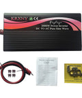 Power Inverter 2000W 24V DC To 110V 120V AC Pure Sine Wave with LED display, cables, terminals, and instruction manual