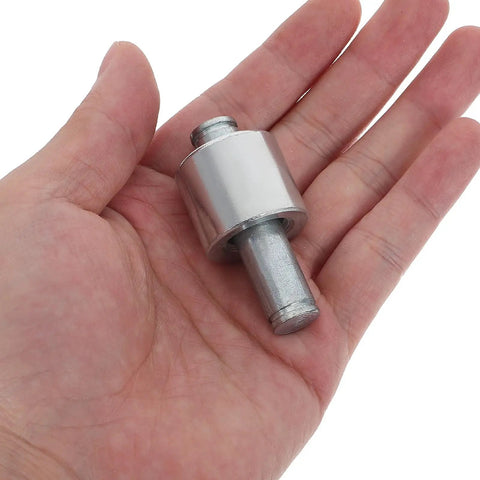 Heavy Duty Steel Hydraulic Pallet Jack Handle Roller With Gleaming Polish for manual forklifts, held in hand for scale.