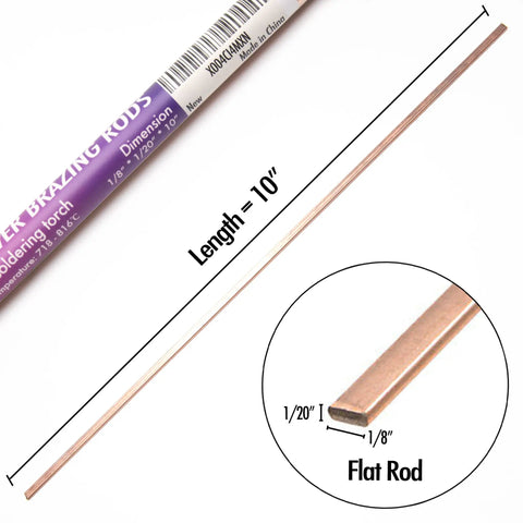 40 Sticks BCuP-3 Silver Brazing Rods For HVAC Pros And Refrigeration, 5 Percent Silver Solder On Phos Copper Alloy, Flat 10 Inch Welding Rods, 0.050 Inch Diameter, Great Fluidity, Strong Hermetic Seal For Air Conditioning And Cold Storage. 10-inch flat rod, 1/8 x 1/20 in