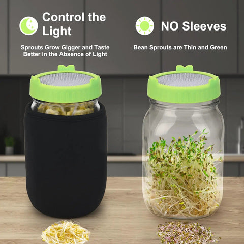 Sprouting Kit for Home Grown Sprouts No Fuss Two Wide Mouth Mason Jars 1000ml Capacity Stainless Steel Sprout Lids