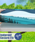 Forest Color Fitted Tablecloth For 6 Foot Folding Tables Waterproof Elastic Spandex Blend Stretch Washable Table Cover With Elastic Edges For A Snug Fit Ideal For Picnic Camping Outdoor 30 By 72 Inches shown in use outdoors with a secure fit.