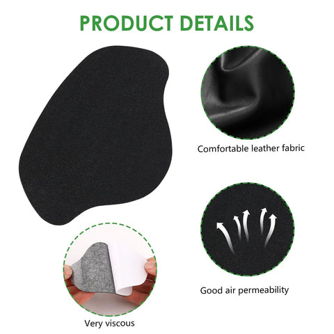 12 Pcs Self-Adhesive Inside Shoe Heel Repair Patches Kit for Sneakers and Mesh Shoes, durable leather fabric, adhesive backing