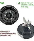 Six Fin Blender Extractor Blade Assembly Replacement For 16oz Cups, base and blades shown, fits BL Series models
