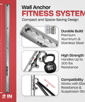 Kickass Aluminum Wall Mounted Fitness Anchor Platform For Heavy Lifting And Muscle Sculpting Adjustable Home Gym Rig With Legit 300 Pound Capacity And Super Quick Install, showing 40-inch wall anchor and stainless steel components.