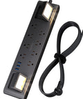 Heavy Duty 11 In 1 Power Strip With 8 Outlets And 3 USB Ports, 2 Worklights, Six And A Half Foot Flat Plug Extension Cord, 1875W 15A