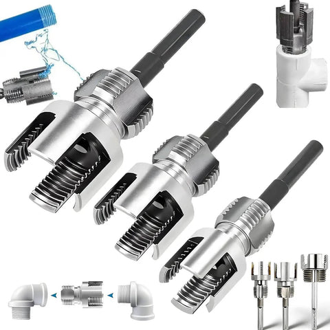 4 In 1 Water Pipe Wrench Tapping And Threading Tool For One Half Inch Three Quarter Inch And One Inch Pipes Fits All Thread Types Works With Electric Drills Handy 4 In 1 Kit Delivers Quick Taps And Easy Threading