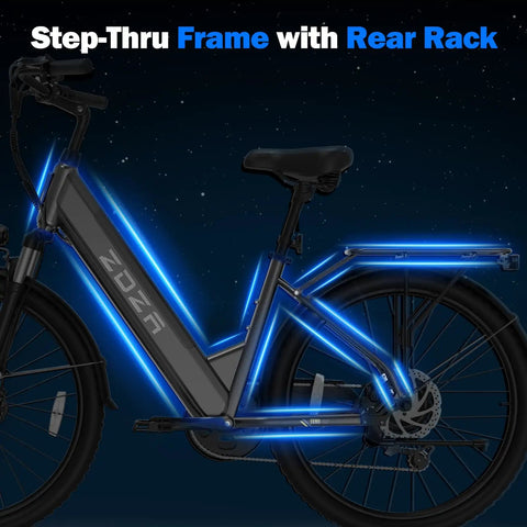High Power 1000W Peak Electric Bike For Adults With 22 MPH Top Speed And 60 Mile Range 26 Inch Commuter E Bike step-through frame