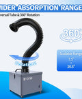 Powerful Solder Fume Extractor with 240 Cubic Meters Per Hour Suction and 120W Brushless Motor hose detail