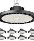 8 Pack 200W LED High Bay Lights 30000 Lumens 6500K UFO High Bay LED Shop Lights AC100277V for industrial use