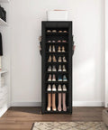 Tall 10 Tier Shoe Rack With Cover Narrow Free Standing Closet Organizer Holds 18 To 22 Pairs Dustproof and Durable in hallway