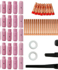 58 Piece TIG Welding Torch Kit With Collets, Alumina Nozzles, Gas Lens, and Consumables for WP-17 WP-18 WP-26 Series