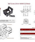 25mm Ball Screw Assembly With Double Nut DFU2505 RM2505 2900mm Length Includes Ball Screw Nut BK20 End Supports Circlips