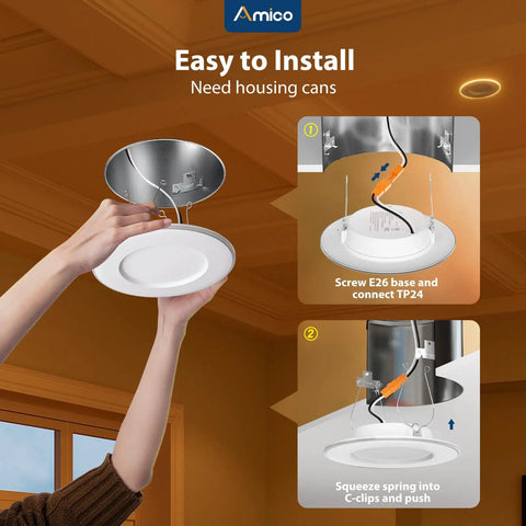Level Up Your Lighting Game With These Slick 5CCT Led Retrofit Recessed Can Lights Featuring A Chill Night Light Mode And Warm Golden Glow Inside A Foolproof 12 Pack Kit For Instant Ceiling Setup