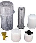 Bobcat Skid Steer Loader Filter Kit with air, oil filters, and injector pump valve for models 743, 751, 751G, 753, 763, 773, and more