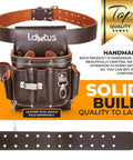 Heavy Duty Leather Tool Belt for Carpenters and Electricians, 2-Inch Wide Top-Grain Oil-Tanned Leather With Double Prong Buckle shown