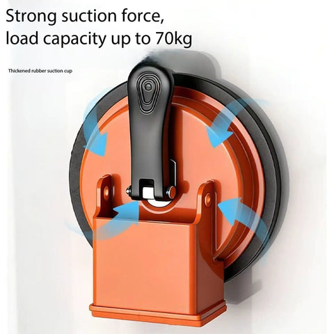 Close-up of heavy-duty suction cup from Floor Gap Fixer Tool For Laminate Wood Tile And Vinyl Floors With Heavy Duty Suction Cup Adjustable Height Setter And Quick Lock For No Fuss Gap Repair And Seamless Floor Fit Ideal Diy Flooring Tool In Orange.