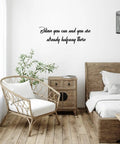 9 Pcs Vinyl Wall Decals With Inspirational Quotes Removable Motivational Sayings Peel And Stick For School Classroom Home Office Black Font Classic Decor displayed in a cozy bedroom setting with a wicker chair and wooden furniture