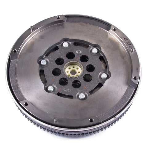 Direct Fit Clutch Flywheel For 2007 To 2008 Hyundai Santa Fe 2.7L V6 Engine OEM heavy duty replacement viewed from above.