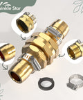 Garden Hose Repair Kit With Clamps Six Piece Set Male And Female Connectors For Three Quarter Inch Or Five Eighth Inch Hoses